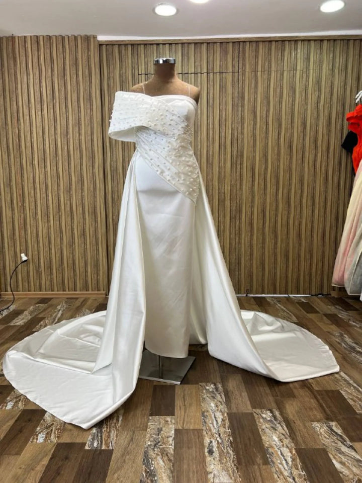 Elegant Transparent Shoulder Strap Bridal Gown