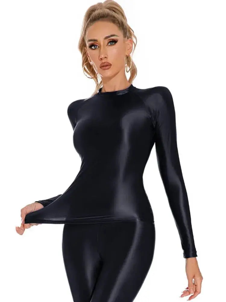 Glossy Shiny Fitness Crop Top