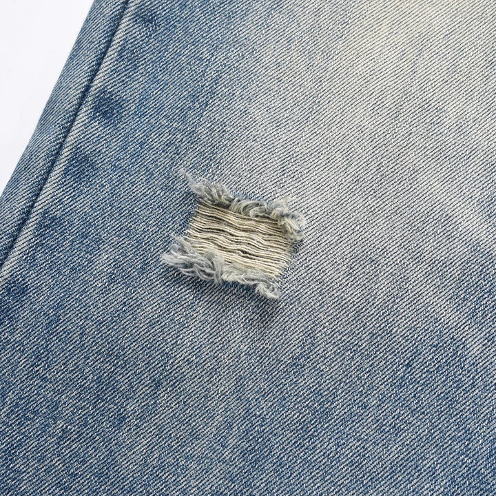 Timeless Straight Fit Hole Printed Jeans Pants