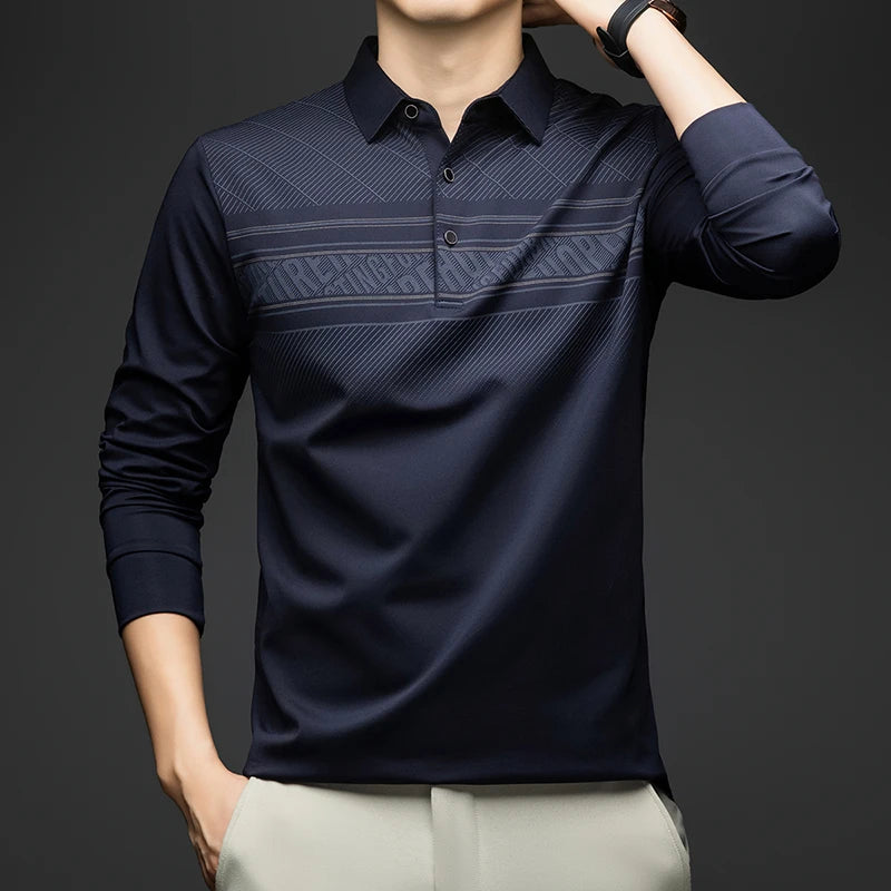 Luxury Long Sleeve Slim Polo Shirt
