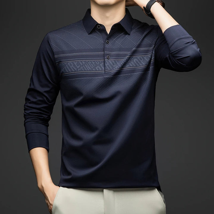 Luxury Long Sleeve Slim Polo Shirt