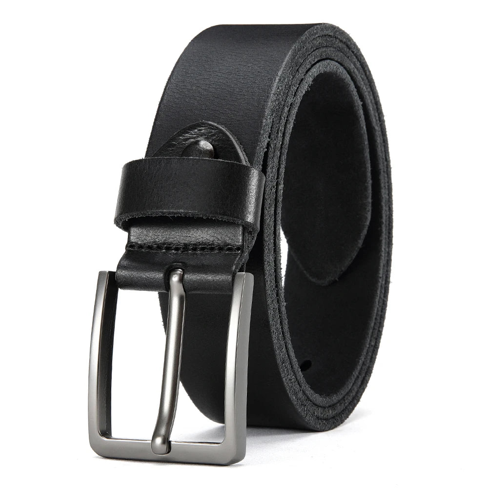 Antique Metal Buckle Cowhide Leather Belt