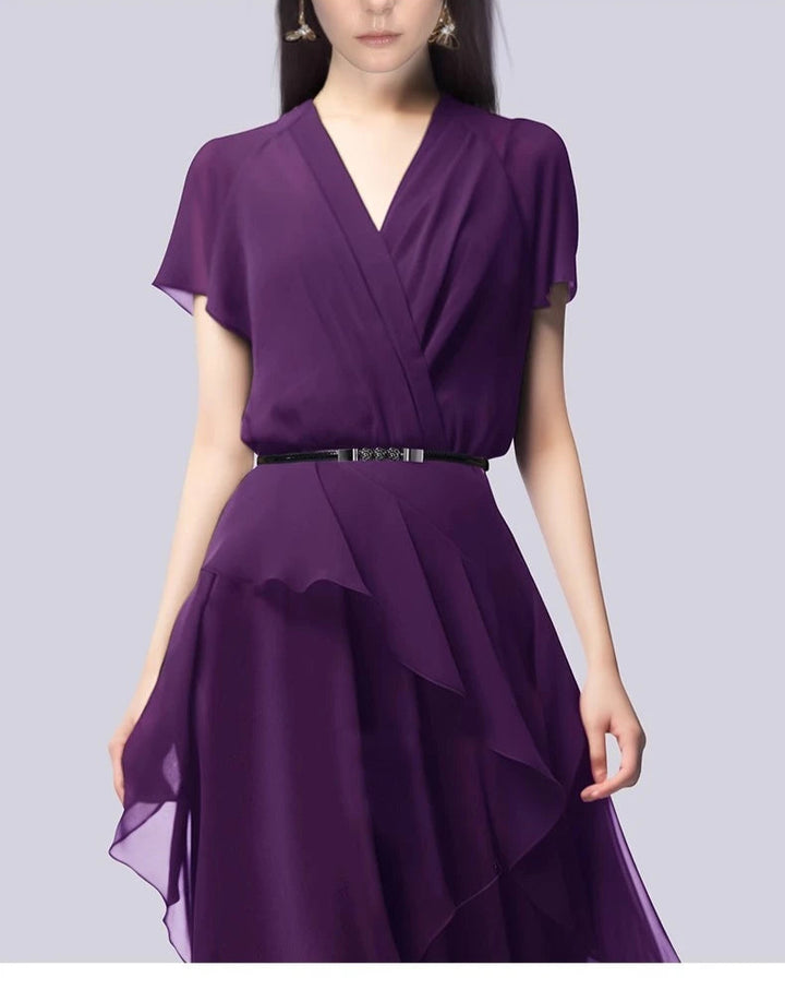 Robe gracieuse en mousseline taille haute pour femme