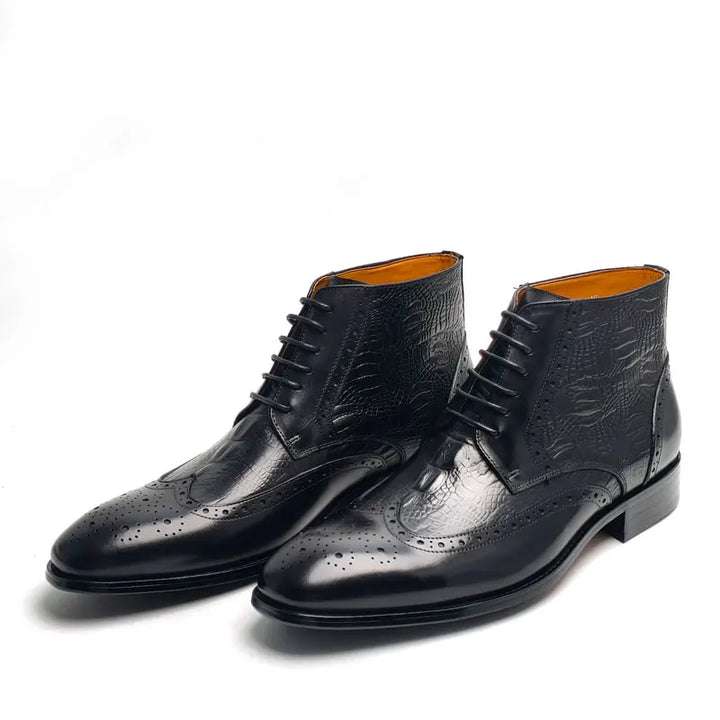 Comfortable Lace Up Black Leather Boots
