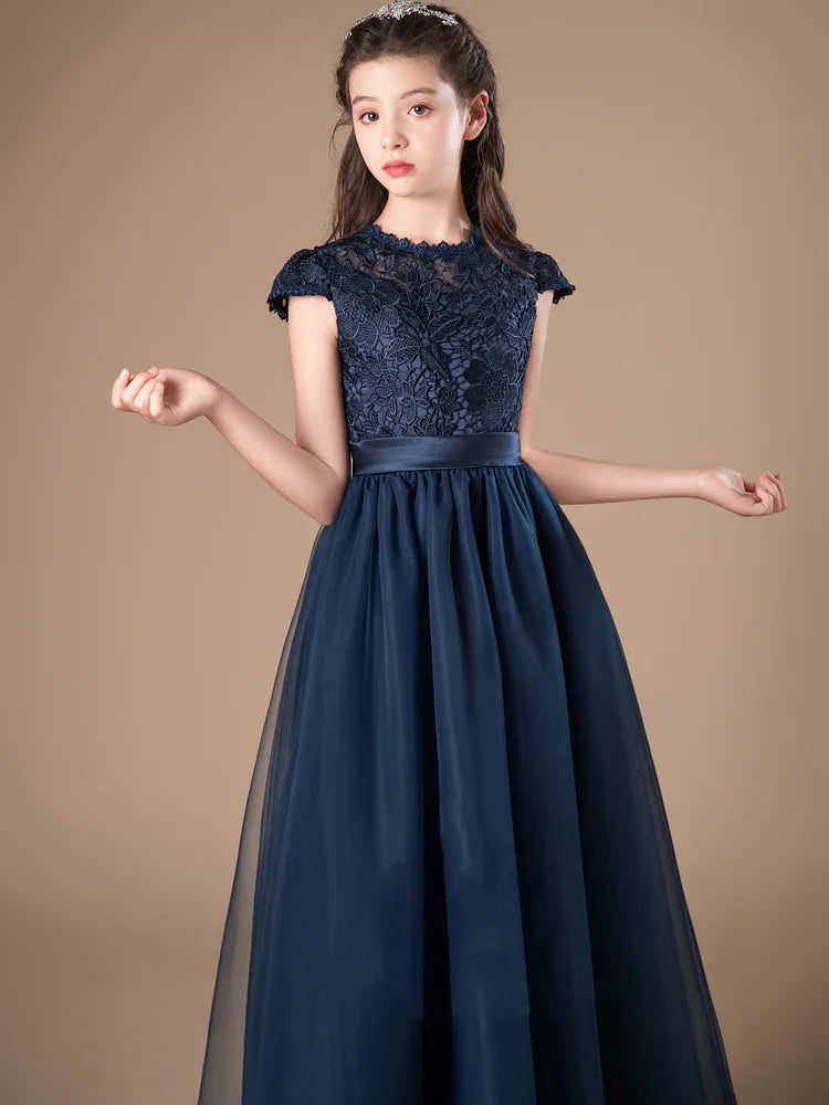 Stylish Round Neck Little Bridesmaid Dress
