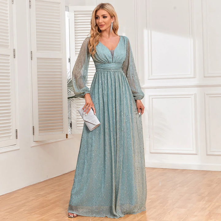 Effortlessly Sheer Long Sleeve Maxi Dress