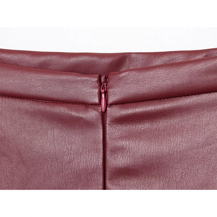 Elegant Faux Leather A-Line Skirt