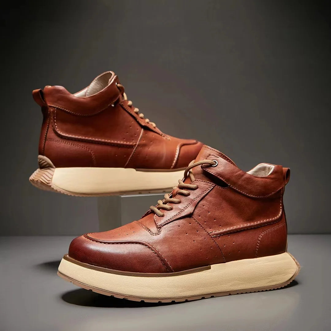 Retro Round-toe Leather Riding Shoes