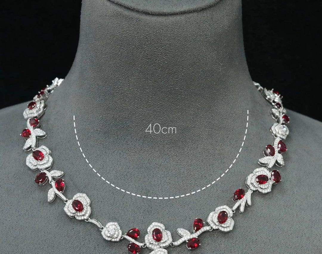 Elegant Carbon Diamond Rose Neckless