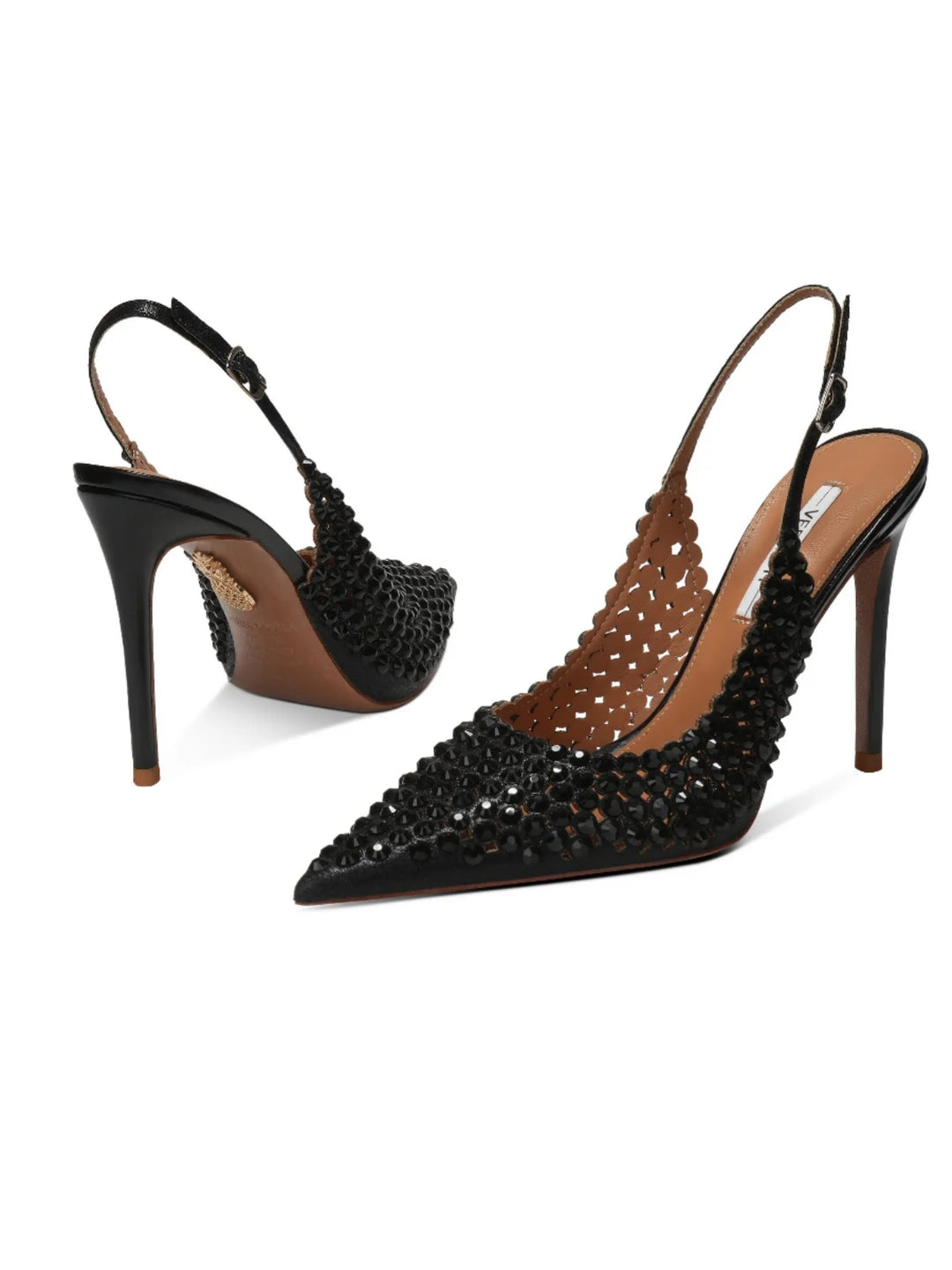 Diamond Strap Pointed Toe Bridal Heels