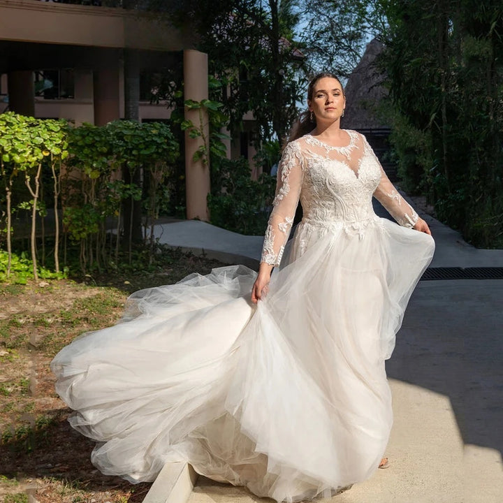 Captivating Illusion O-Neck Plus Size Bridal Dress
