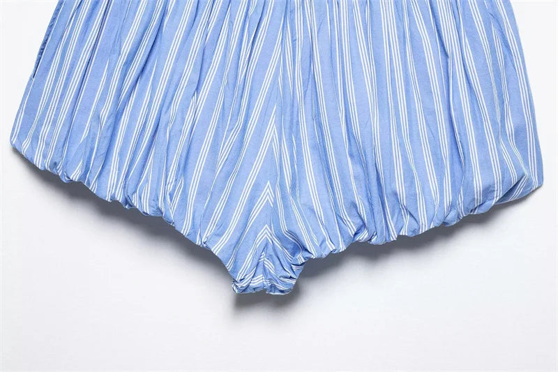 Striped Trim Puffy Mini Shorts