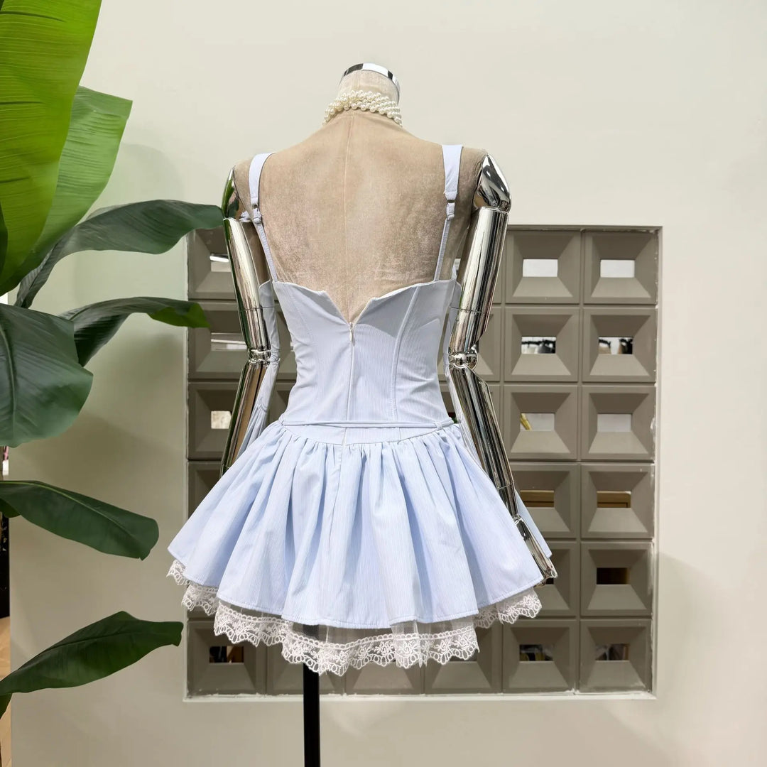Delightful Low Cut Corset Waist Mini Dress
