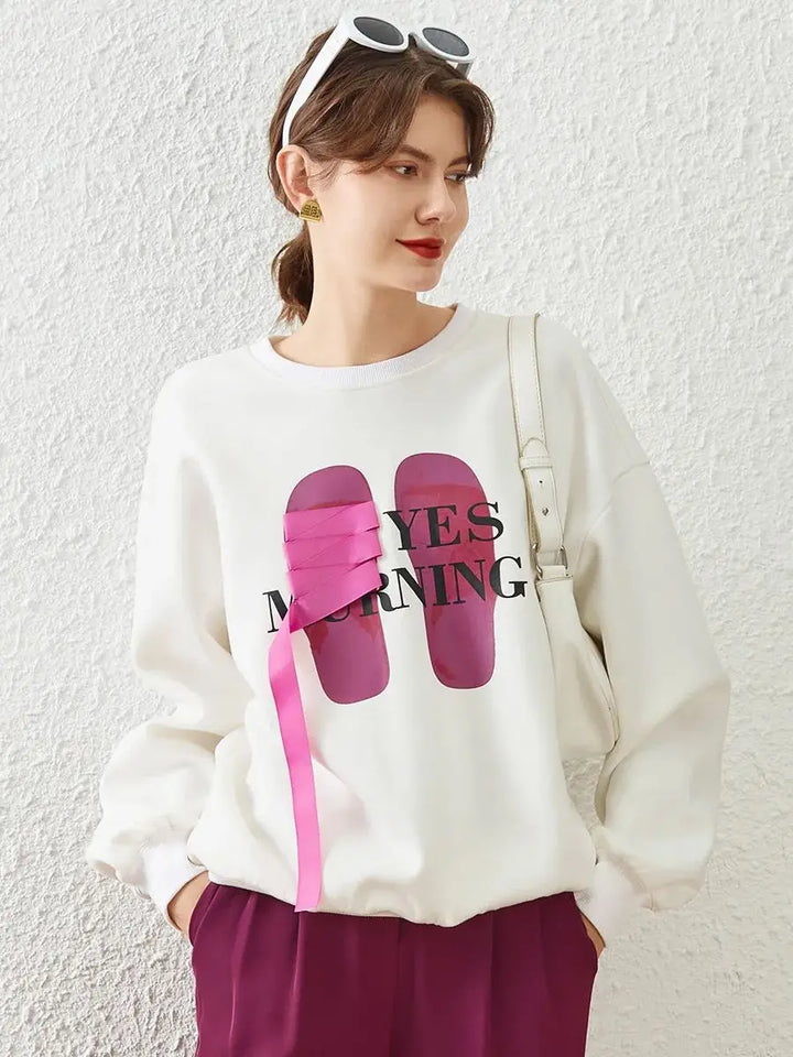 Letter Webbing Casual Pullover Tops