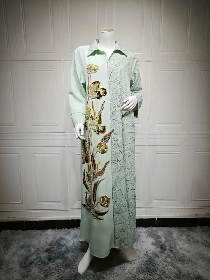 Charming Beaded Traditional Abaya Dress