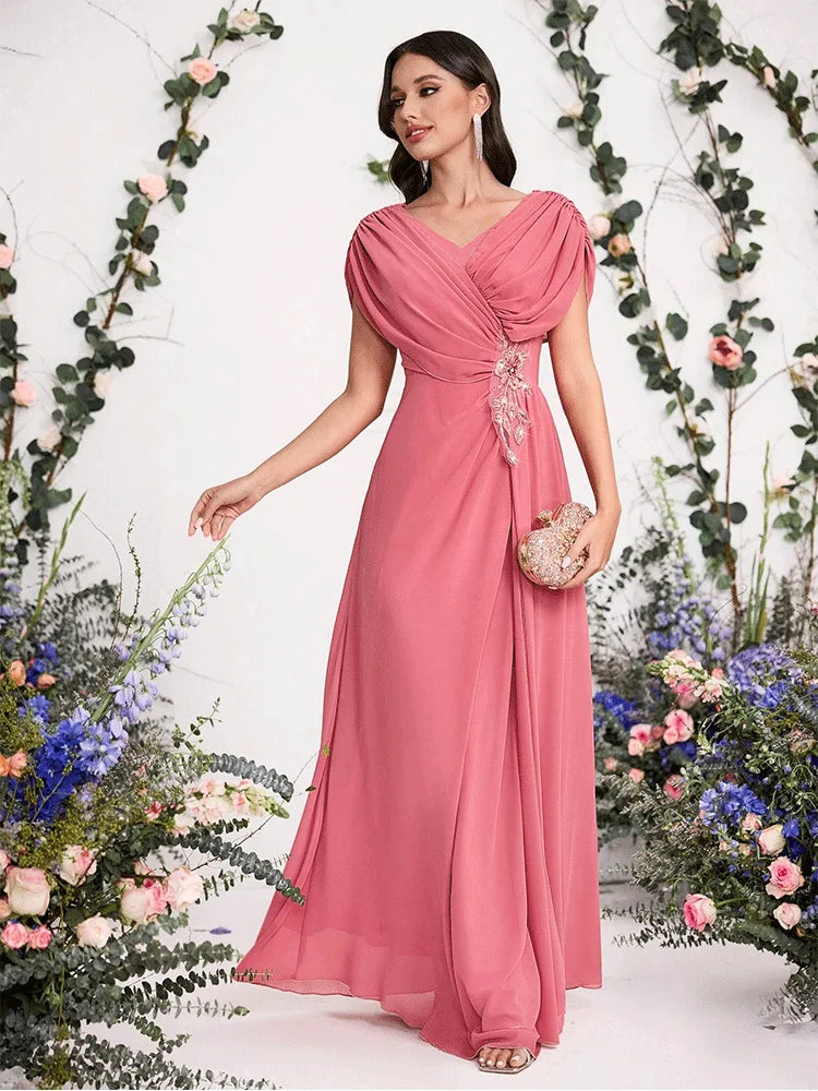 Gorgeous Chiffon Appliqué Bridesmaid Gown