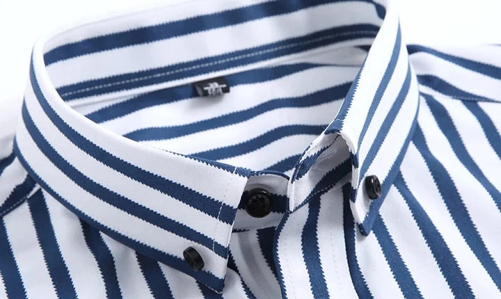 Turn-Down Collar Striped Print Shirt