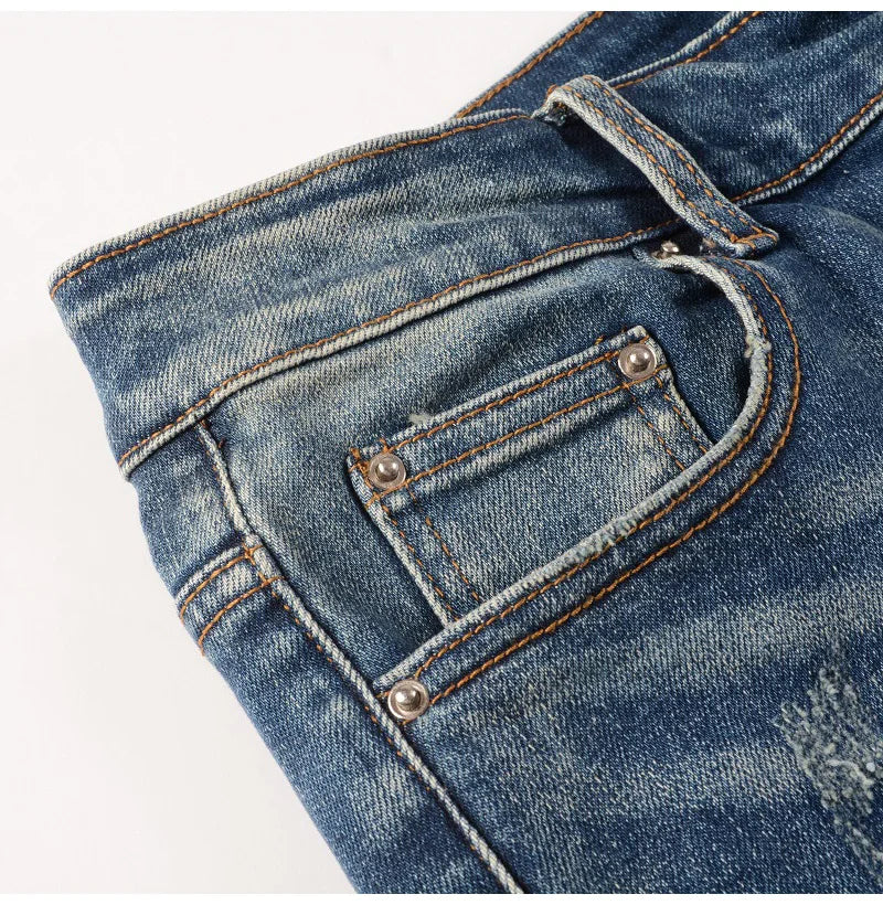 Smart Holes Ripped Denim Jeans Pants