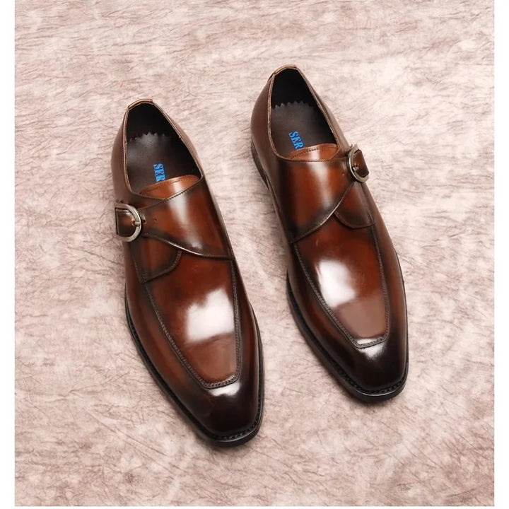 British Monk Strap Leather Shoes