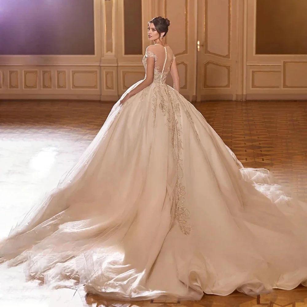 Exquisite Applique Beaded Bridal Gown