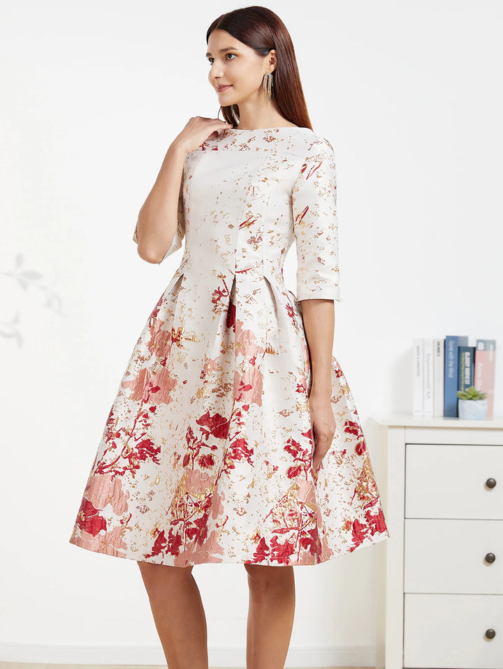 Gorgeous Floral Jacquard Formal Dress