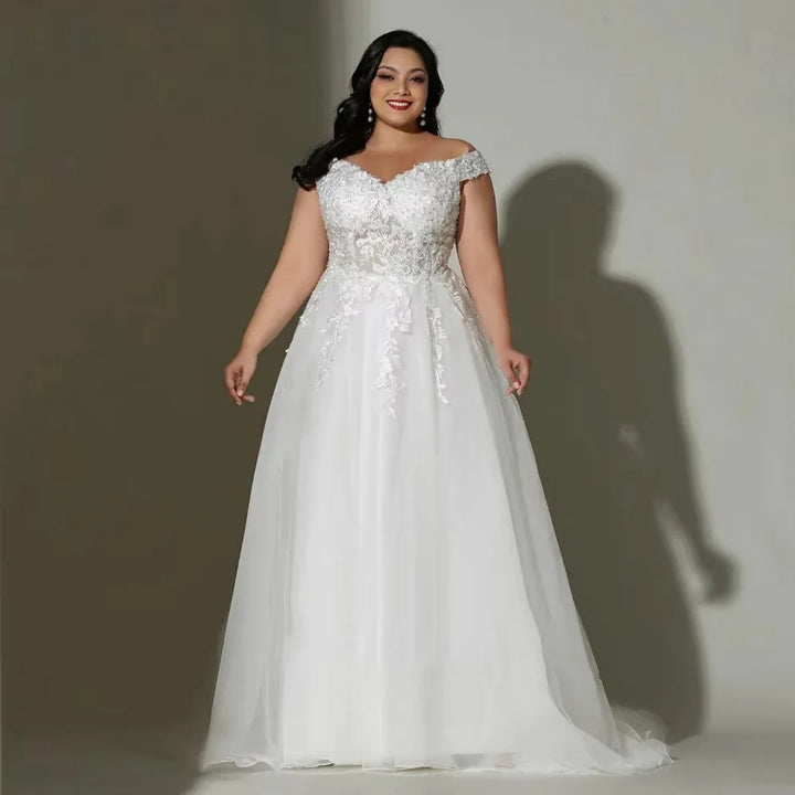 Exquisite Soft Tulle Curvy Bridal Gown