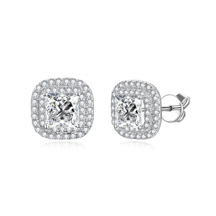 Beautiful Moissanite Square Stud Earrings