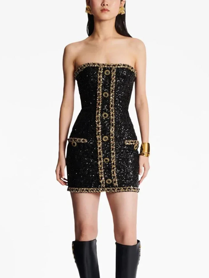 Sequined Gold Chains Dress