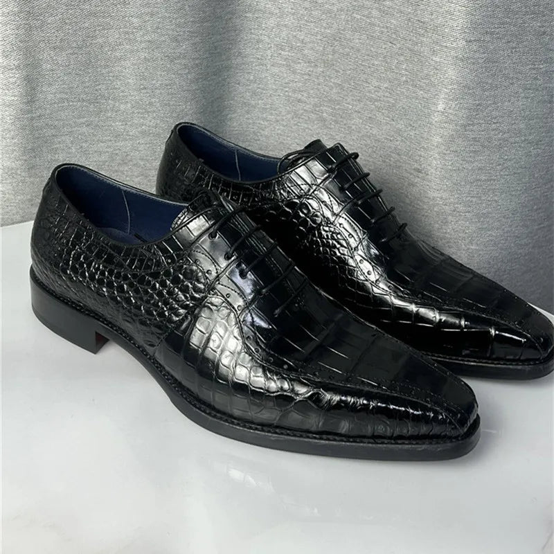 Exotic Square-toe Oxford Shoes