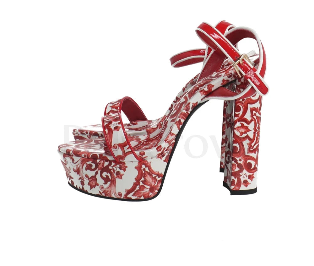 Floral Print Platform Sandals