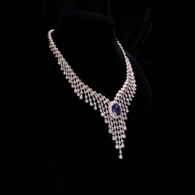 Lovely Tassel Oval Shape Zircon Necklace