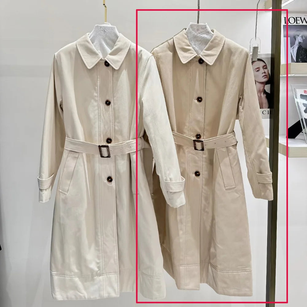Stylish Cotton Blend Long Trench Coat
