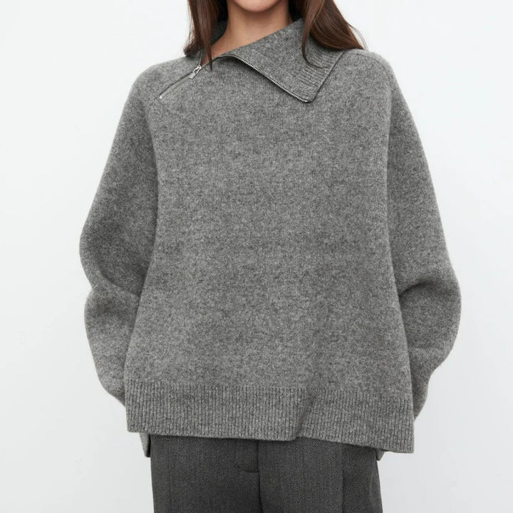 Turn Down Collar Knitted Pullover Jumper