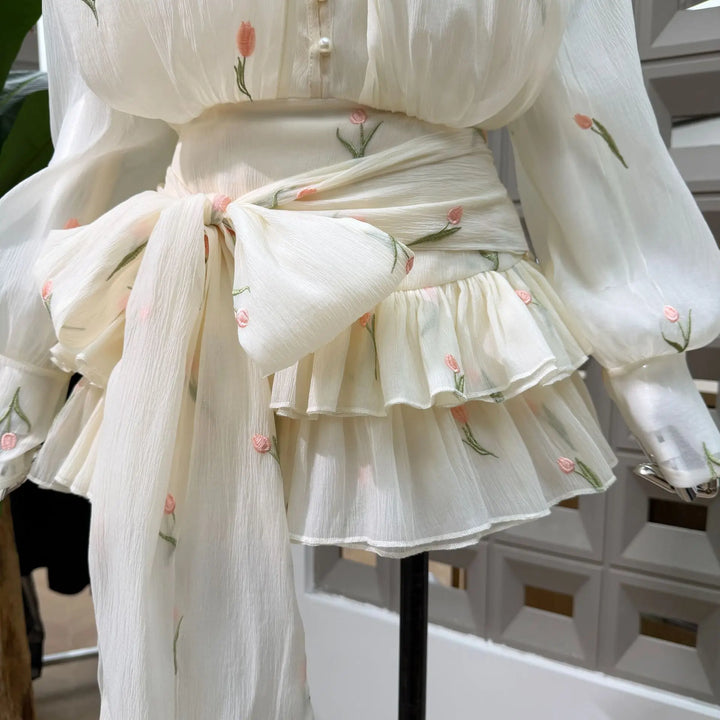 Sweet Embroidered Mini Party Dress