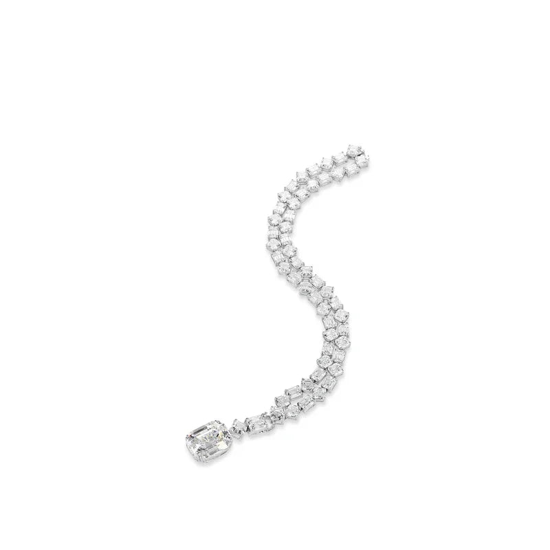 Lovely Synthetic Zircon Emerald Cut Pendant Necklace