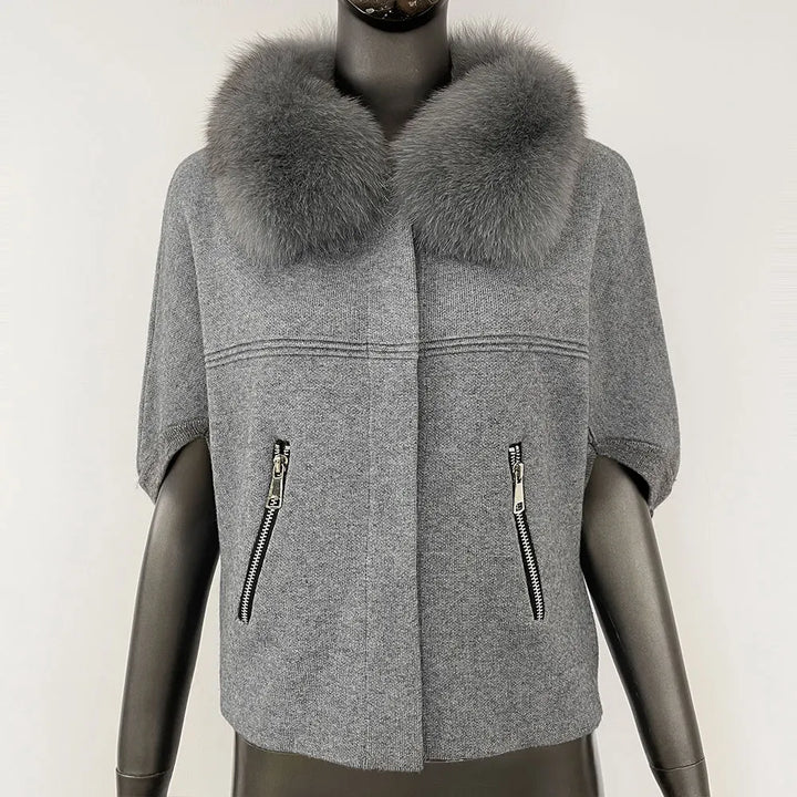 Luxury Fur Collar Knitted Coat