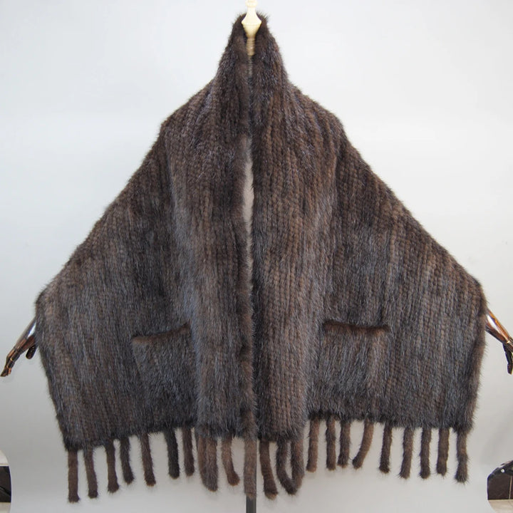Refined Knitted Mink Fur Shawl