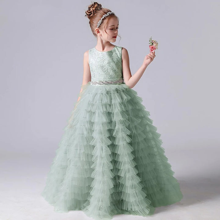 Slick Tiered Tulle Flower Party Dress