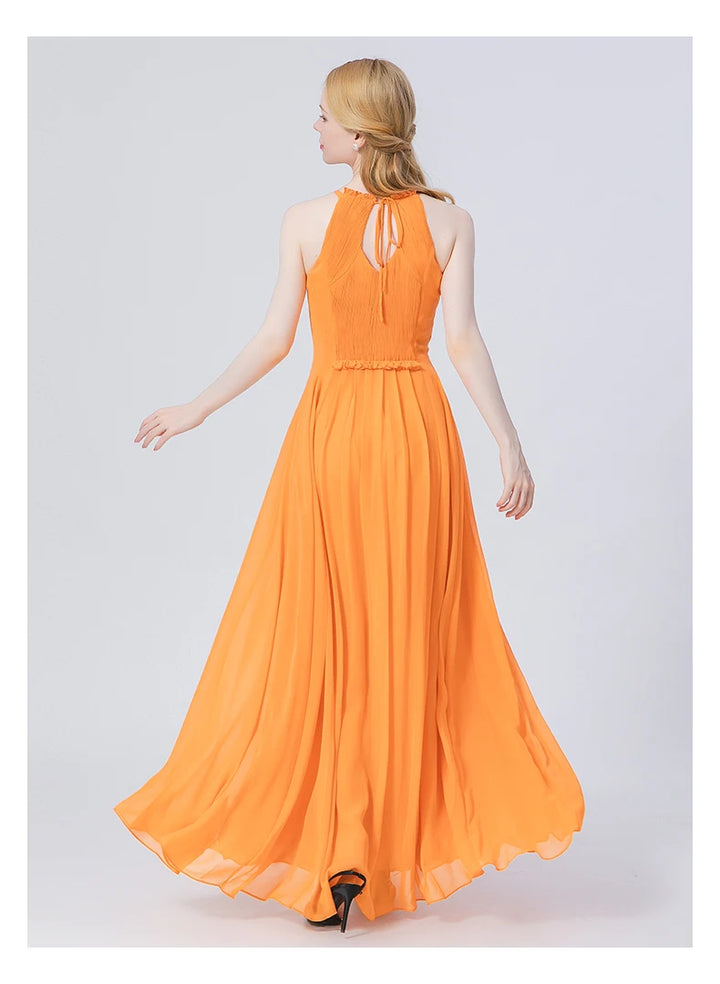 Marigold Georgette Silk Folds Dress