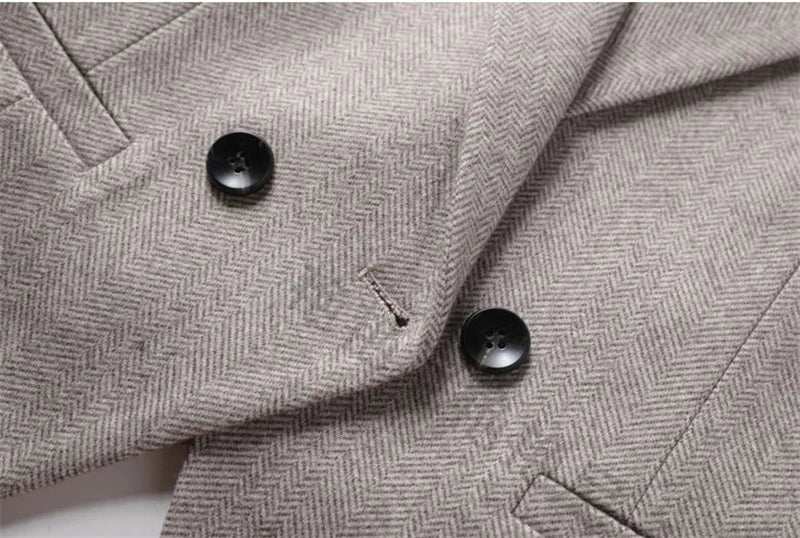 Herringbone padded waistcoat with two black button closures on the front