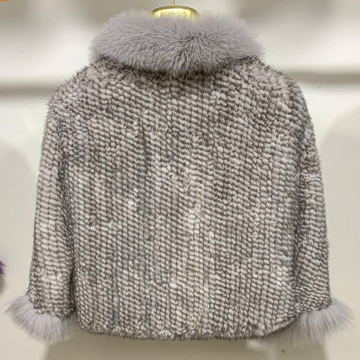 Real Poncho Fur Knitted Shawl