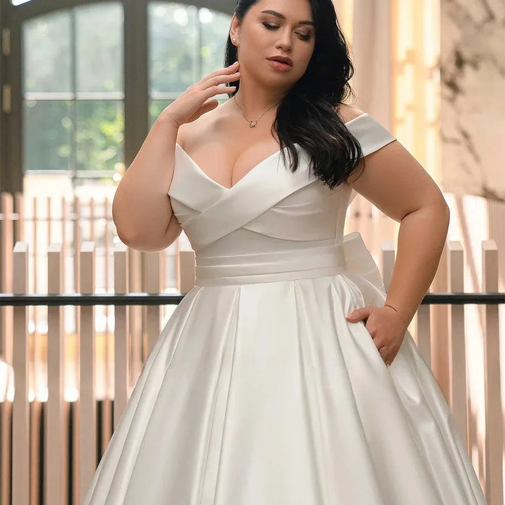 Stunning Plus Size Satin Wedding Dress