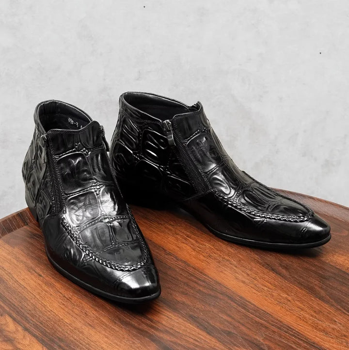 Beautiful Embossed Leather Chelsea Boots