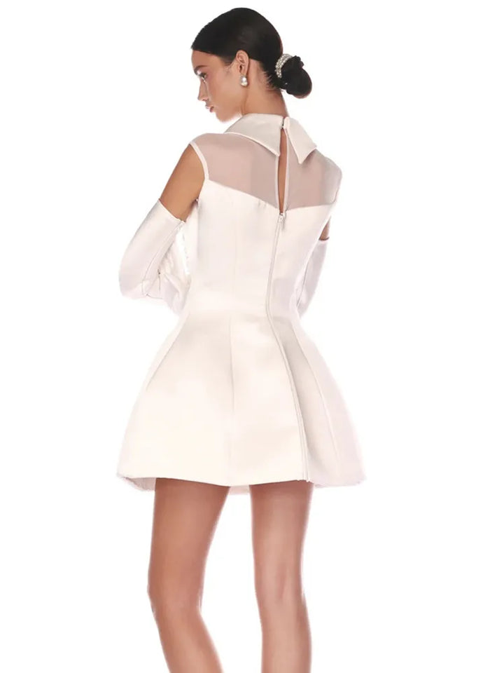 Stunning Pearl Collar Mini Party Dress