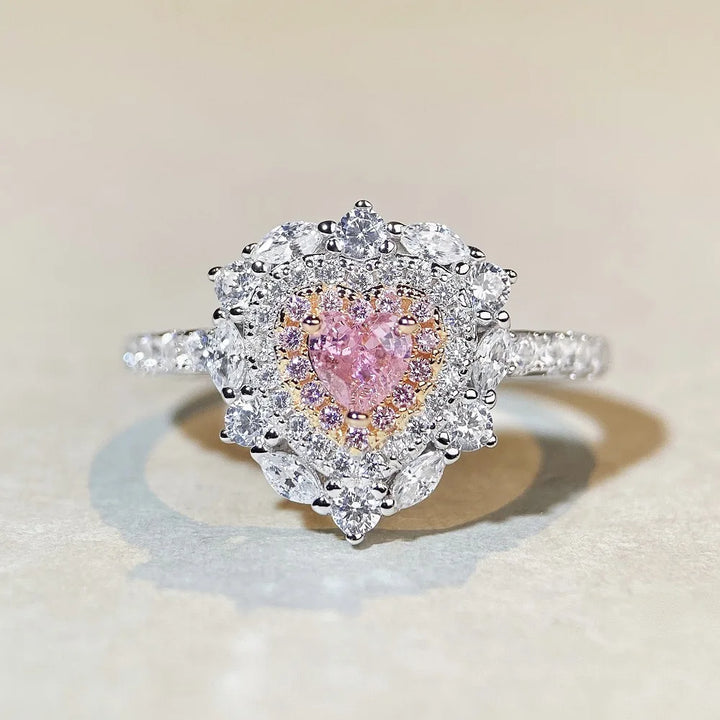 Luxury Peach Heart Powder Ring