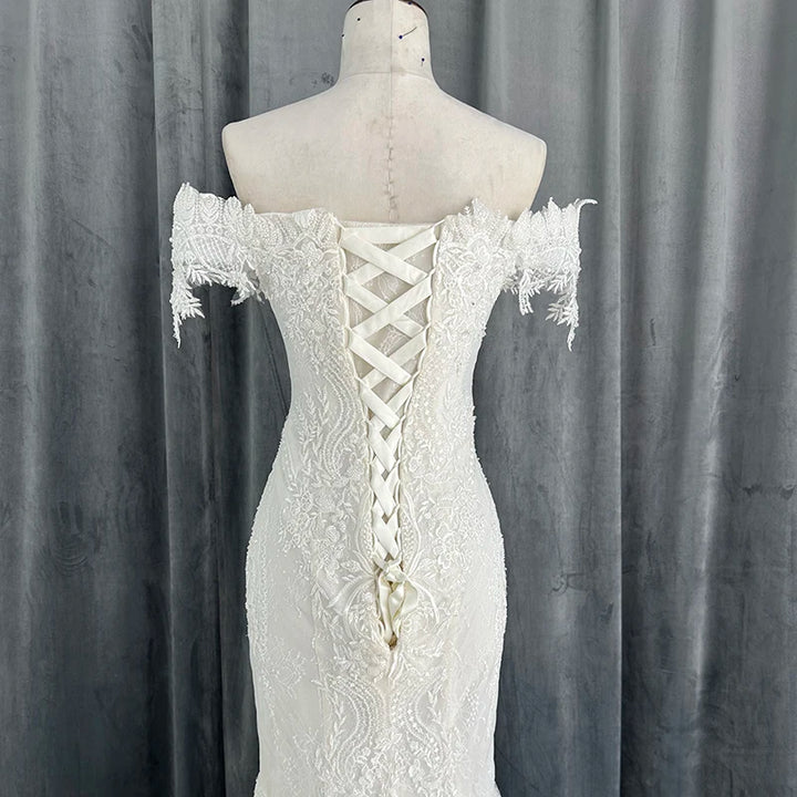 Graceful Beaded Lace Wedding Dress