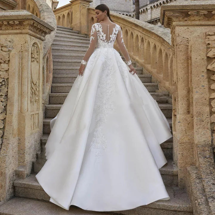 Refined Scoop Neck Bridal Gown