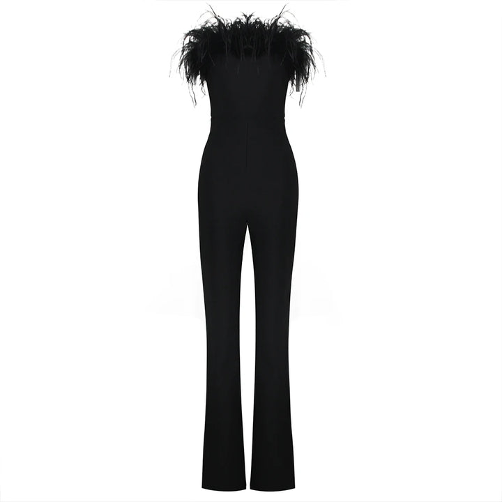 Feather Bandage Strapless Jumpsuit