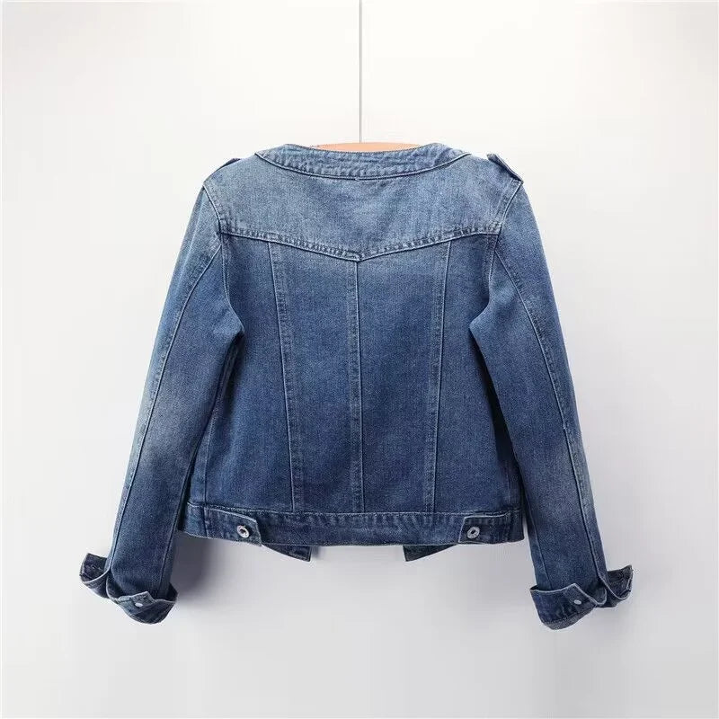 Oversized O-neck Short Denim Jean Jacket