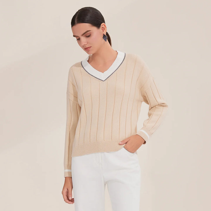Gorgeous Ribbed Cotton Pullover Sweater